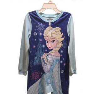 Disney Frozen Elsa Pajama Onesie Size 10/12 Junior Teen Blue Pre-Owned